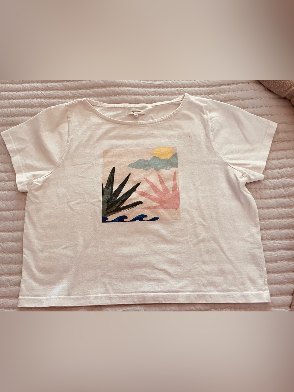 Madewell pale pink Graphic Tee with Pastel Nature Print excellent condition.
